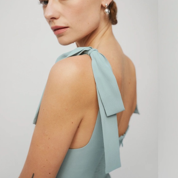 NWT Reformation Celadon Green Westerly Tie Strap Maxi Dress Size 6 - Picture 6 of 13